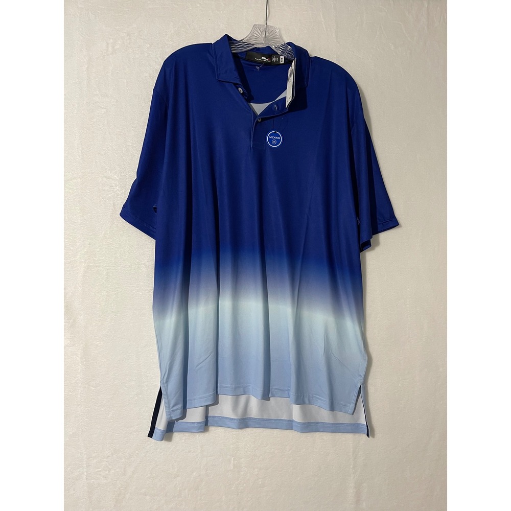 Ralph Lauren RLX Mens Golf Polo Shirt XL Blue White Ombre‎ Performance Stretch